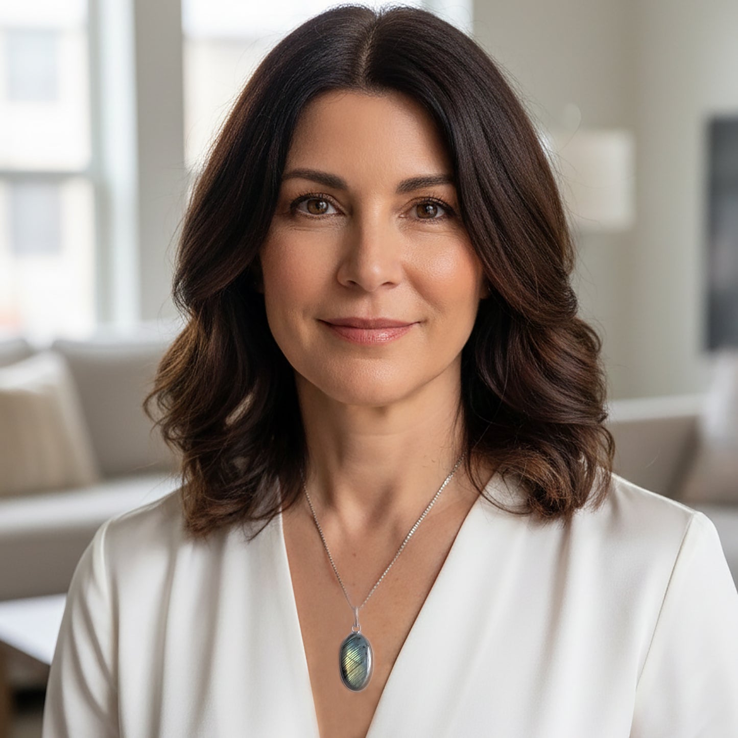 Pendentif labradorite en argent massif 925