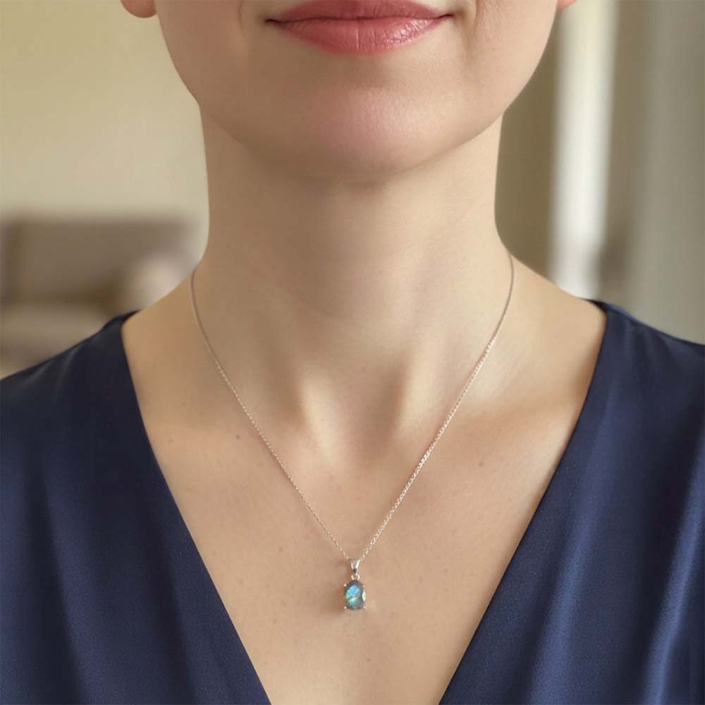 Pendentif labradorite en argent massif 925