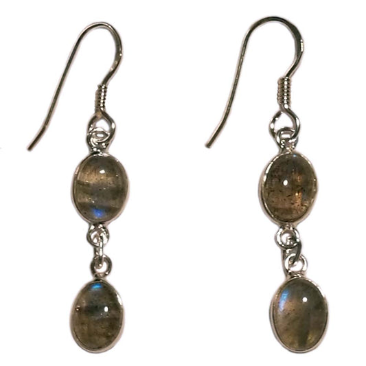 Boucles d’oreilles pendantes labradorite en argent massif 925