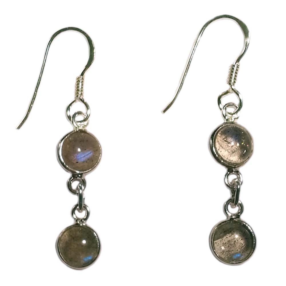 Boucles d’oreilles pendantes labradorite en argent massif 925