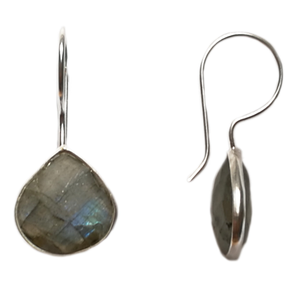 Boucles d’oreilles pendantes labradorite en argent massif 925