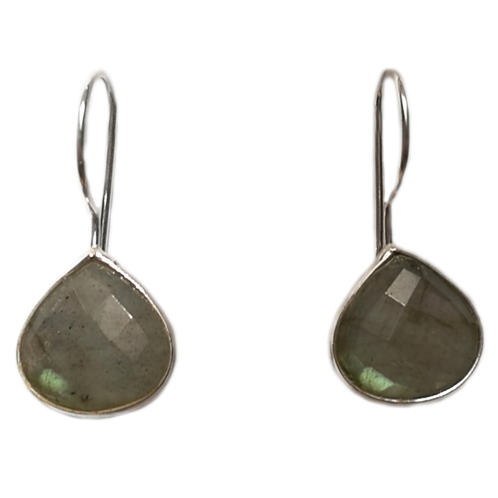 Boucles d’oreilles pendantes labradorite en argent massif 925