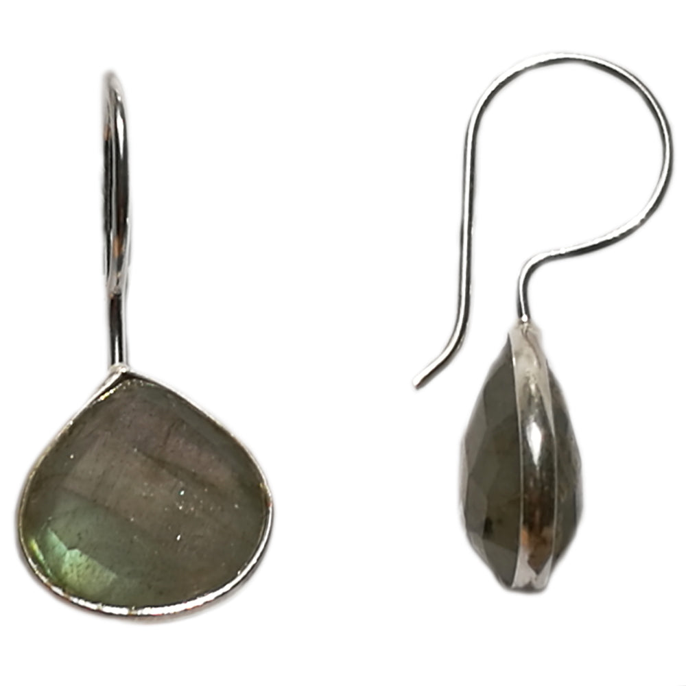 Boucles d’oreilles pendantes labradorite en argent massif 925