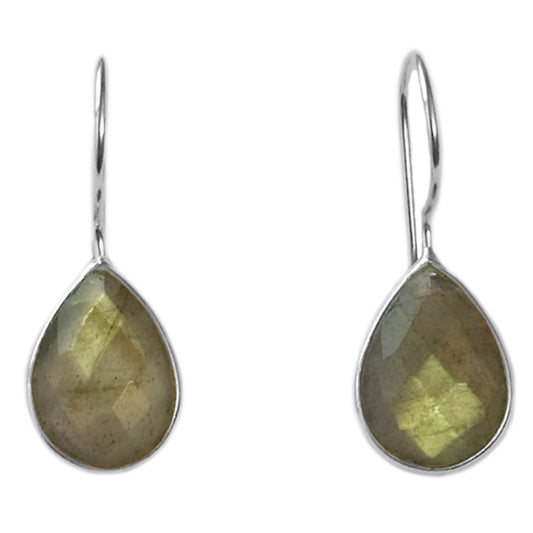 Boucles d’oreilles pendantes labradorite en argent massif 925