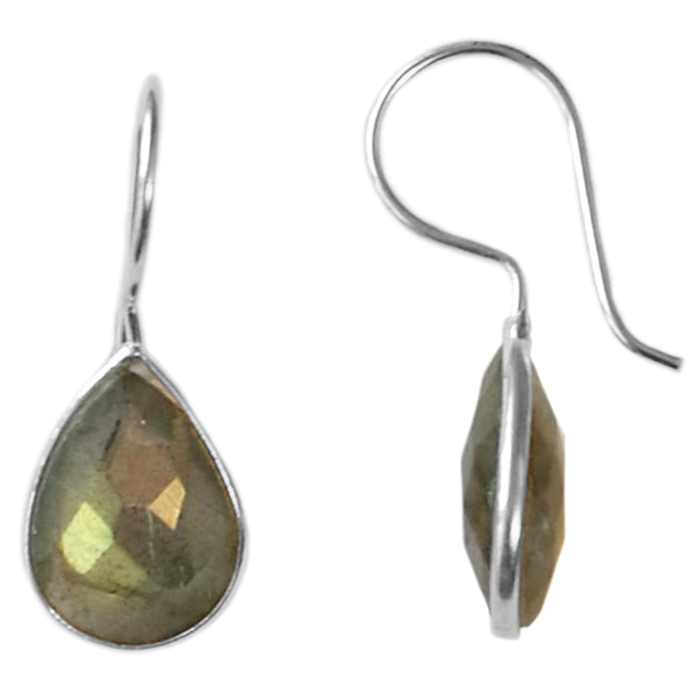 Boucles d’oreilles pendantes labradorite en argent massif 925