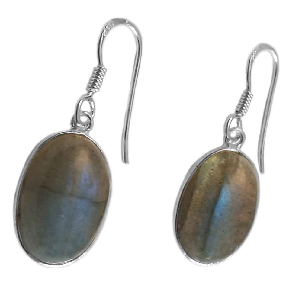 Boucles d’oreilles pendantes labradorite en argent massif 925