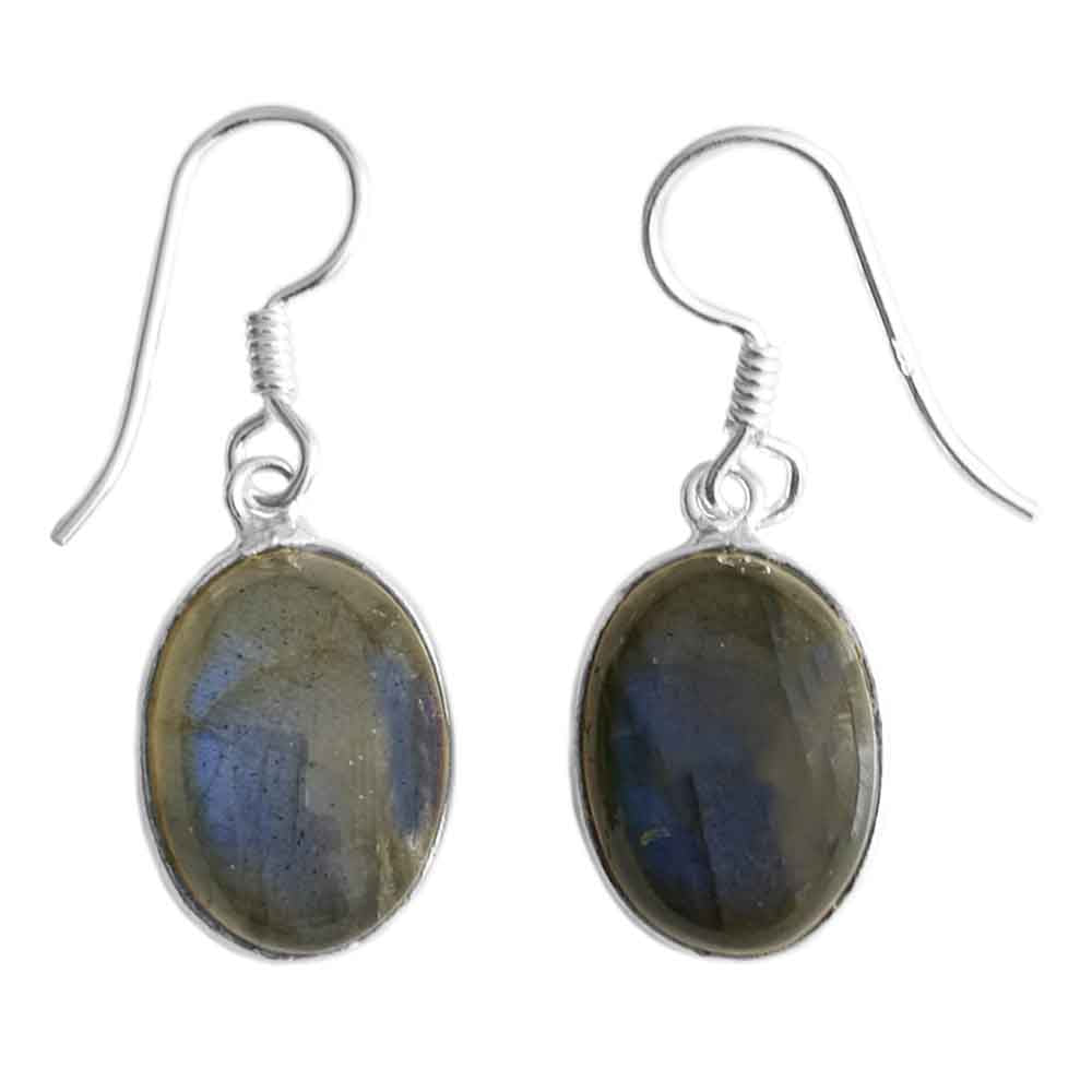 Boucles d’oreilles pendantes labradorite en argent massif 925