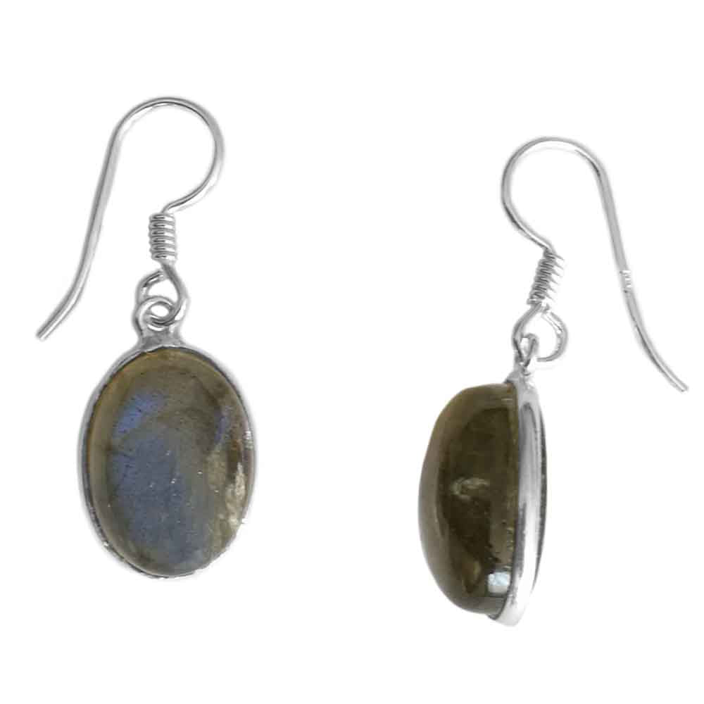 Boucles d’oreilles pendantes labradorite en argent massif 925