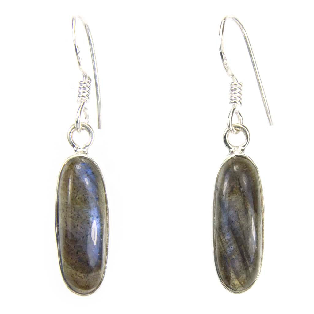 Boucles d’oreilles pendantes labradorite en argent massif 925