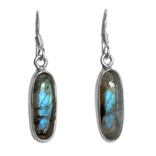 Boucles d’oreilles pendantes labradorite en argent massif 925