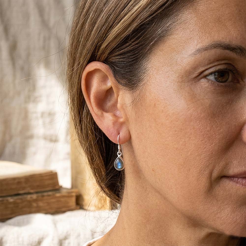 Labradorite sterling silver drop earrings