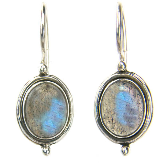 Boucles d’oreilles labradorite en argent massif 925