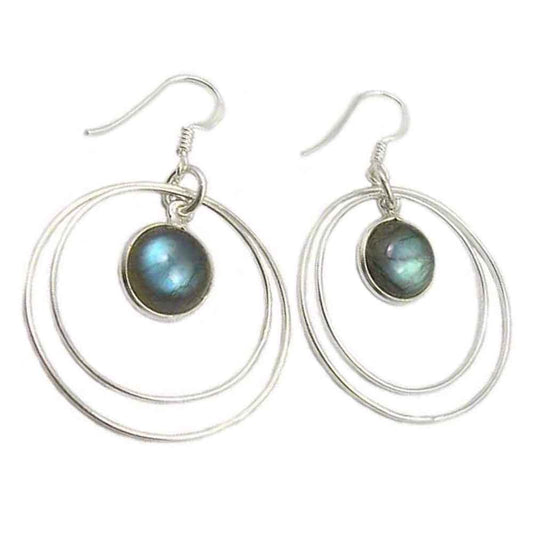 Boucles d’oreilles pendantes labradorite en argent massif 925