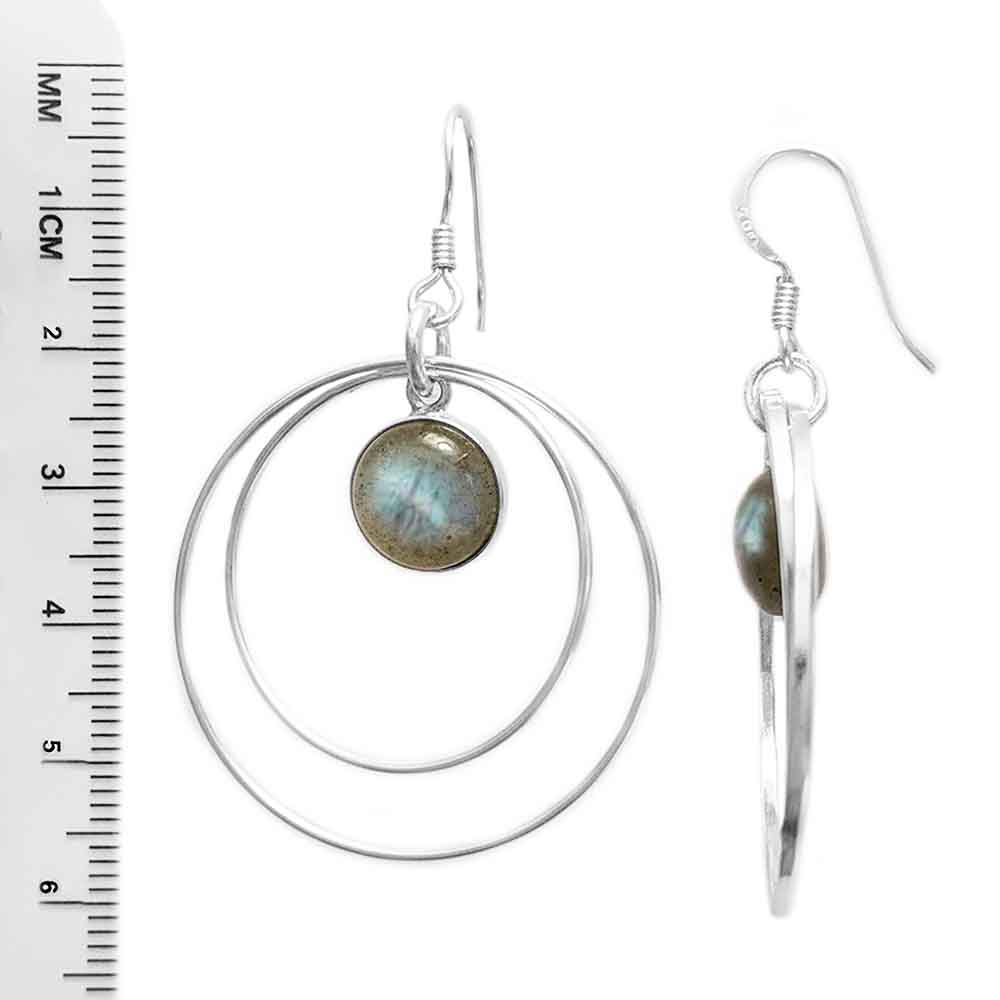 Boucles d’oreilles pendantes labradorite en argent massif 925