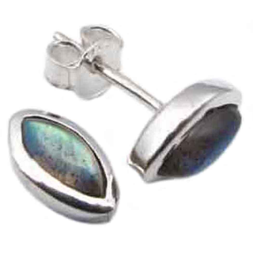 Clous d’oreilles labradorite en argent massif 925