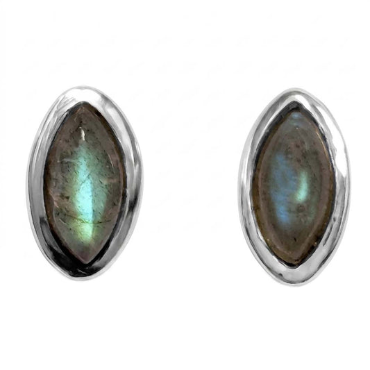 Clous d’oreilles labradorite en argent massif 925