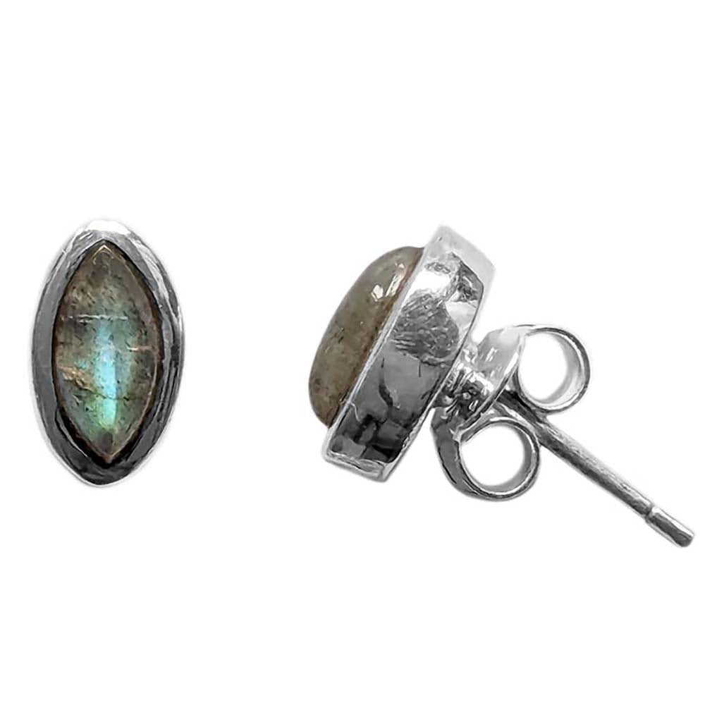 Clous d’oreilles labradorite en argent massif 925