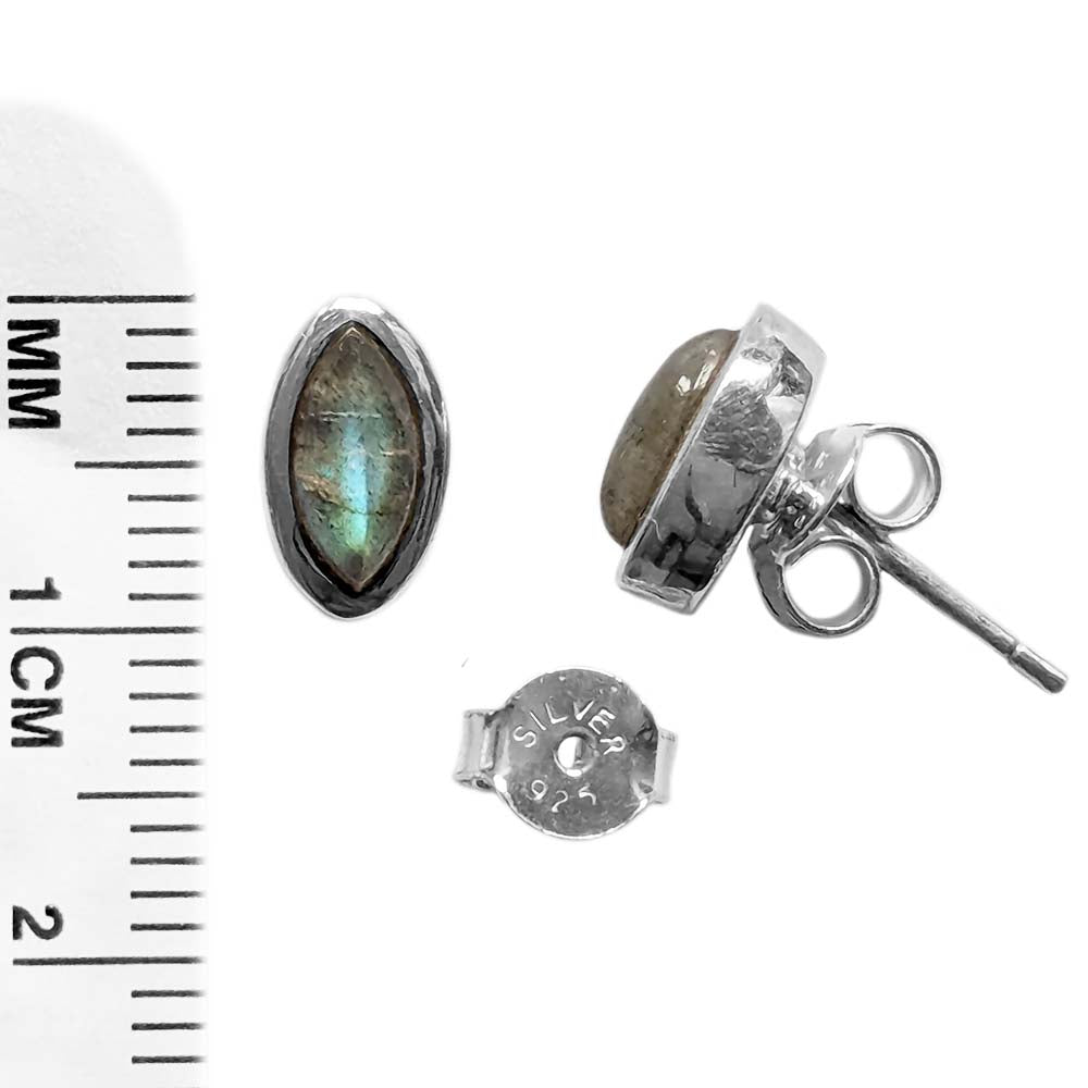 Clous d’oreilles labradorite en argent massif 925