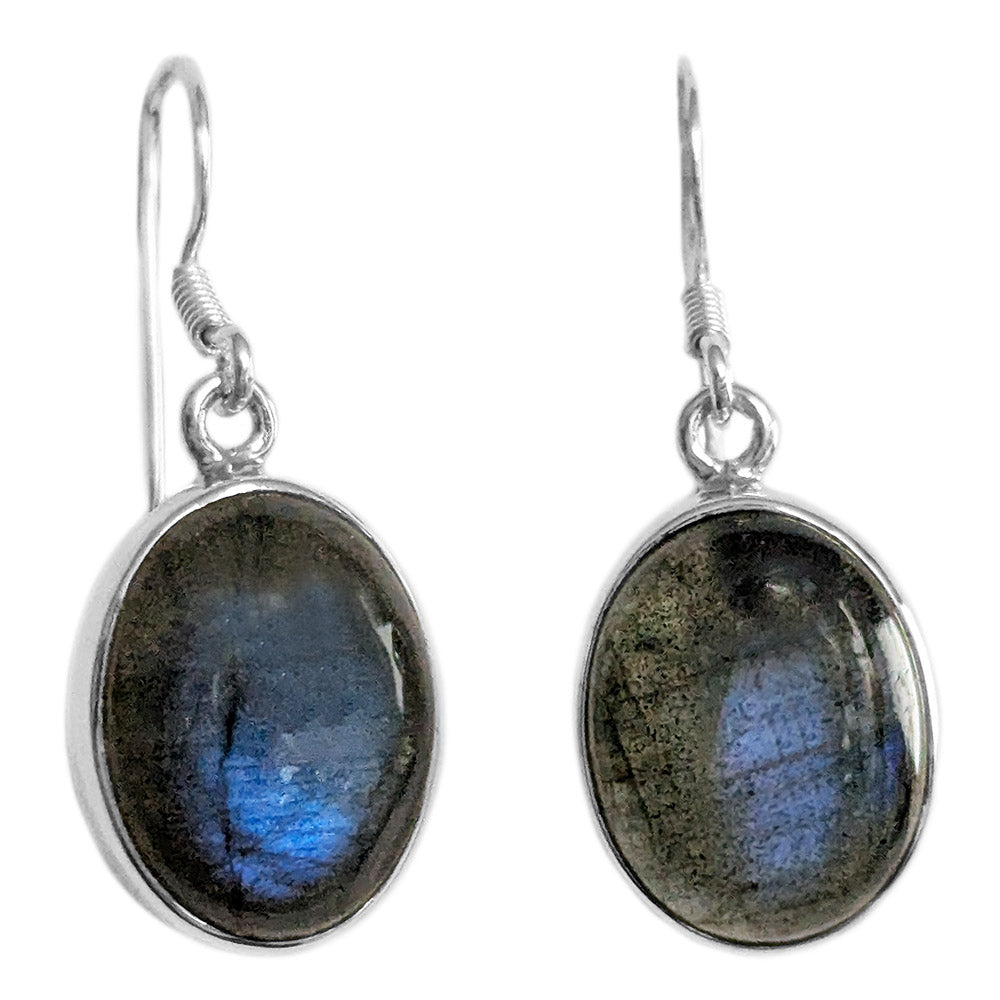 Boucles d’oreilles pendantes labradorite en argent massif 925