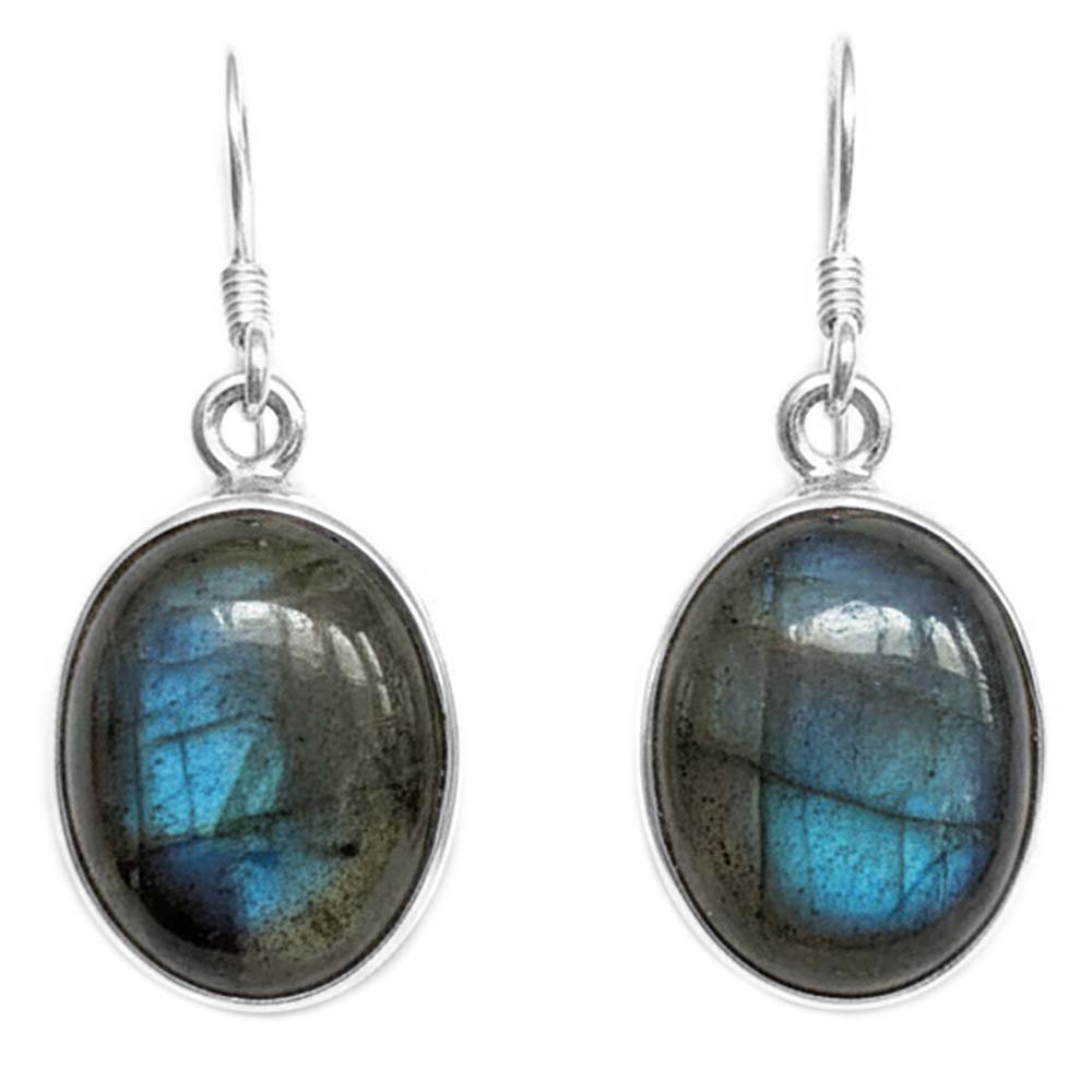 Boucles d’oreilles pendantes labradorite en argent massif 925