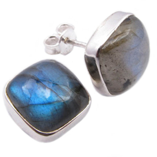 Labradorite sterling silver ear studs