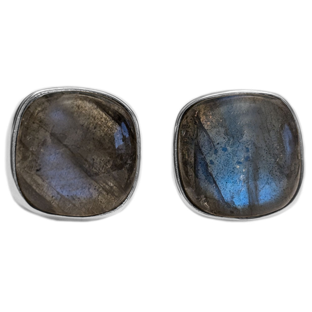 Clous d’oreilles labradorite en argent massif 925