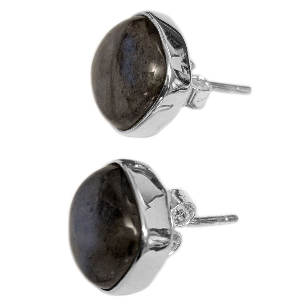 Clous d’oreilles labradorite en argent massif 925