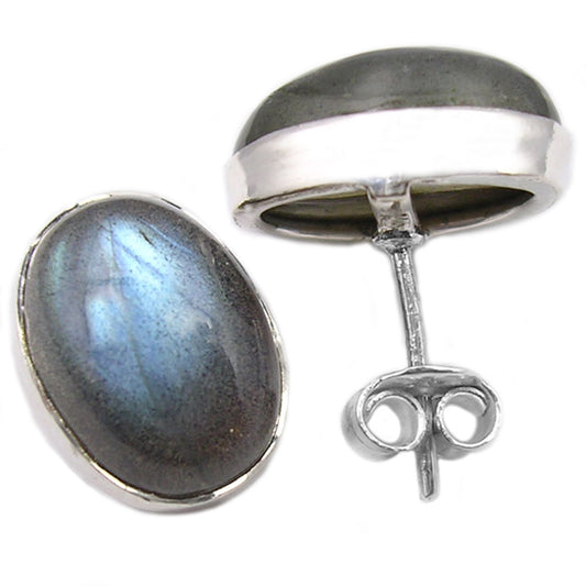 Clous d’oreilles labradorite en argent massif 925