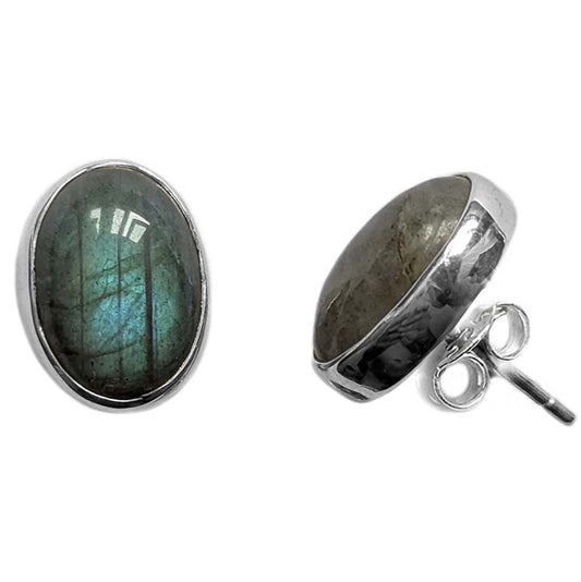 Clous d’oreilles labradorite en argent massif 925