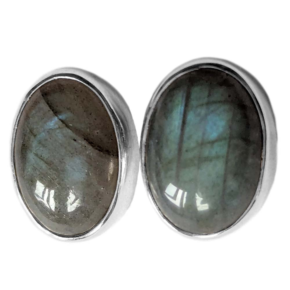 Clous d’oreilles labradorite en argent massif 925