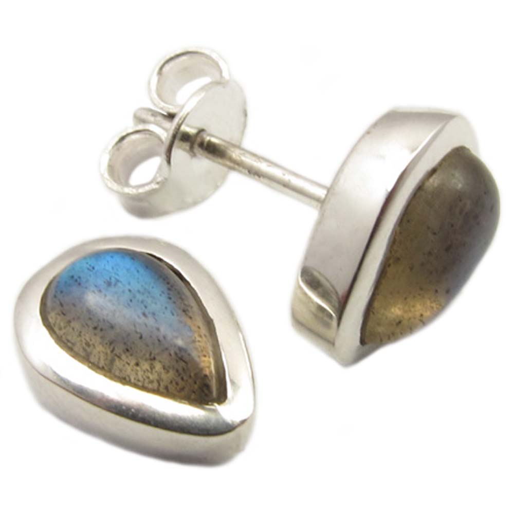 Clous d’oreilles labradorite en argent massif 925