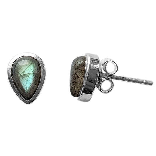 Clous d’oreilles labradorite en argent massif 925