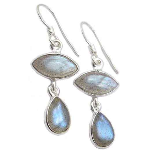 Labradorite sterling silver drop earrings