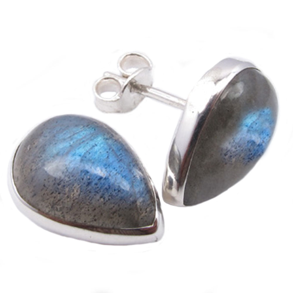 Clous d’oreilles labradorite en argent massif 925