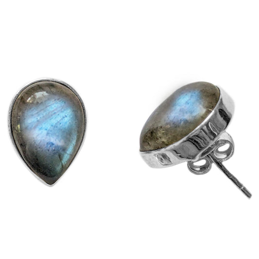 Clous d’oreilles labradorite en argent massif 925