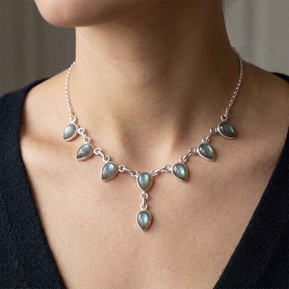 Collier labradorite en argent massif 925