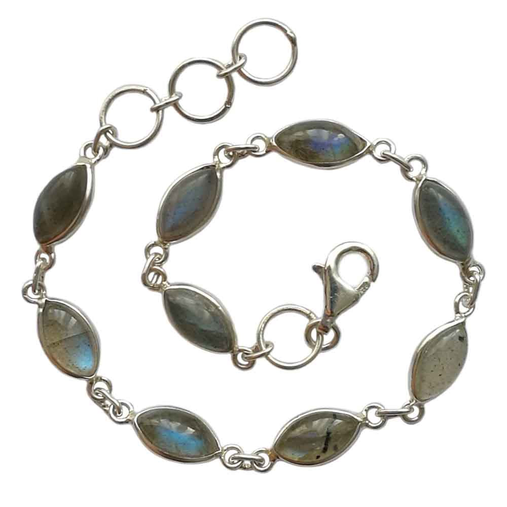 Bracelet labradorite en argent massif 925