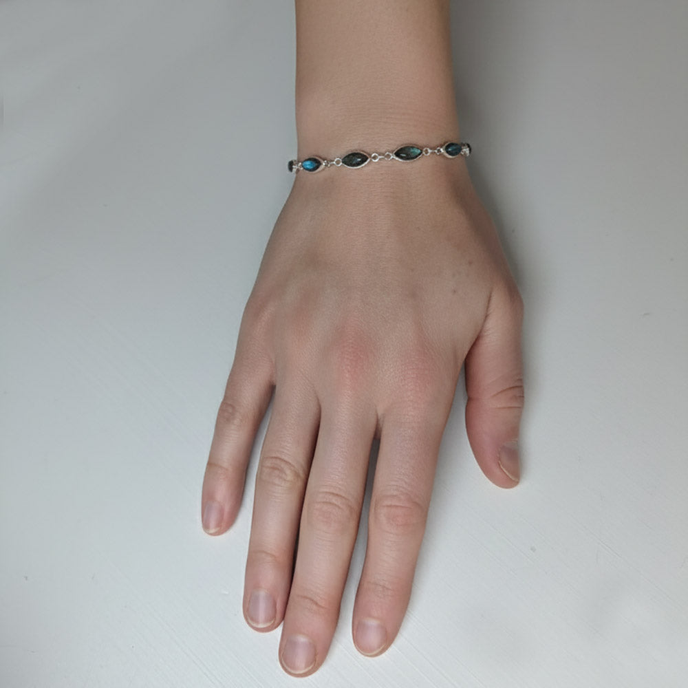 Bracelet labradorite en argent massif 925