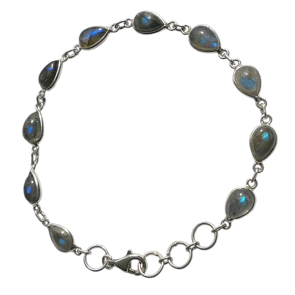 Bracelet labradorite en argent massif 925