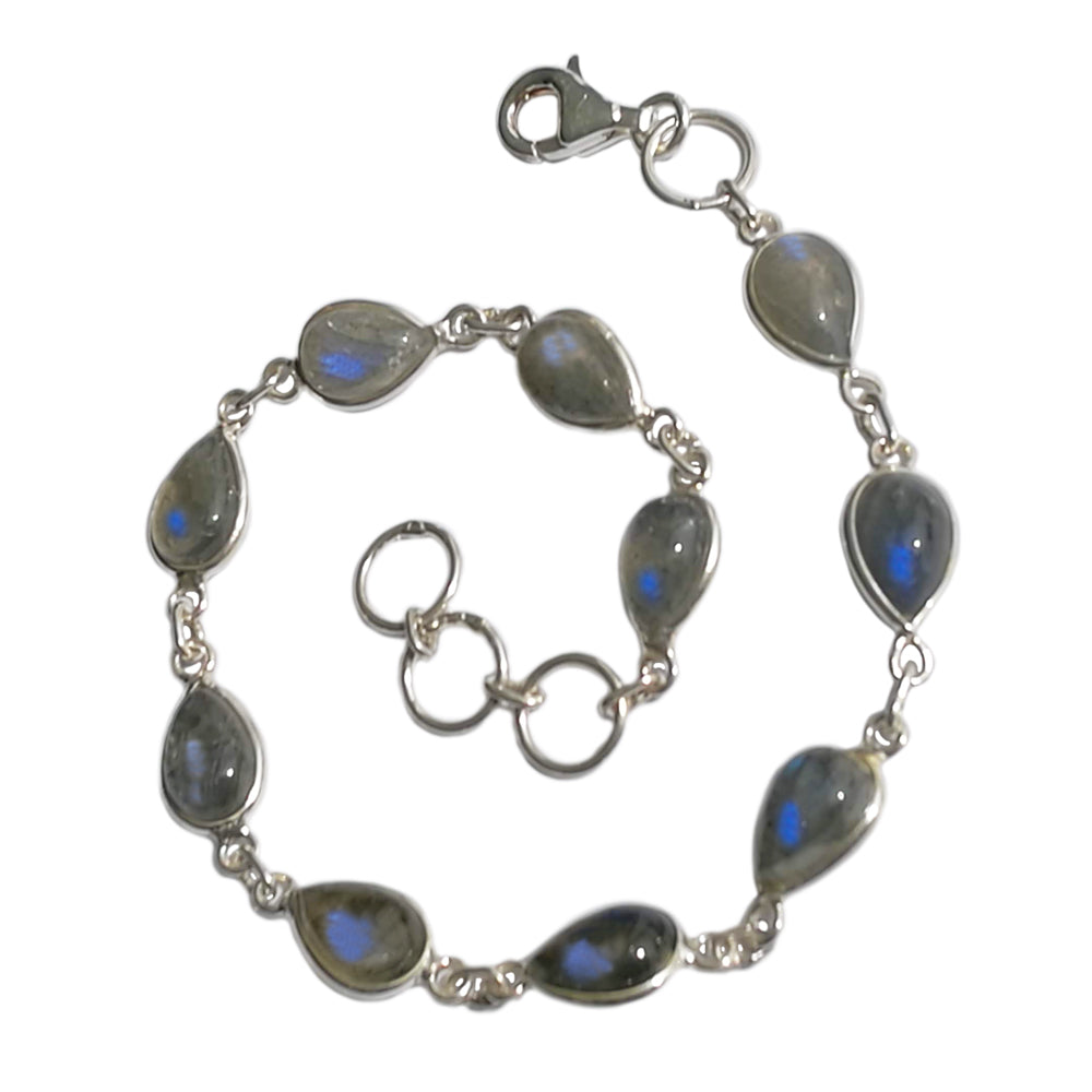 Bracelet labradorite en argent massif 925