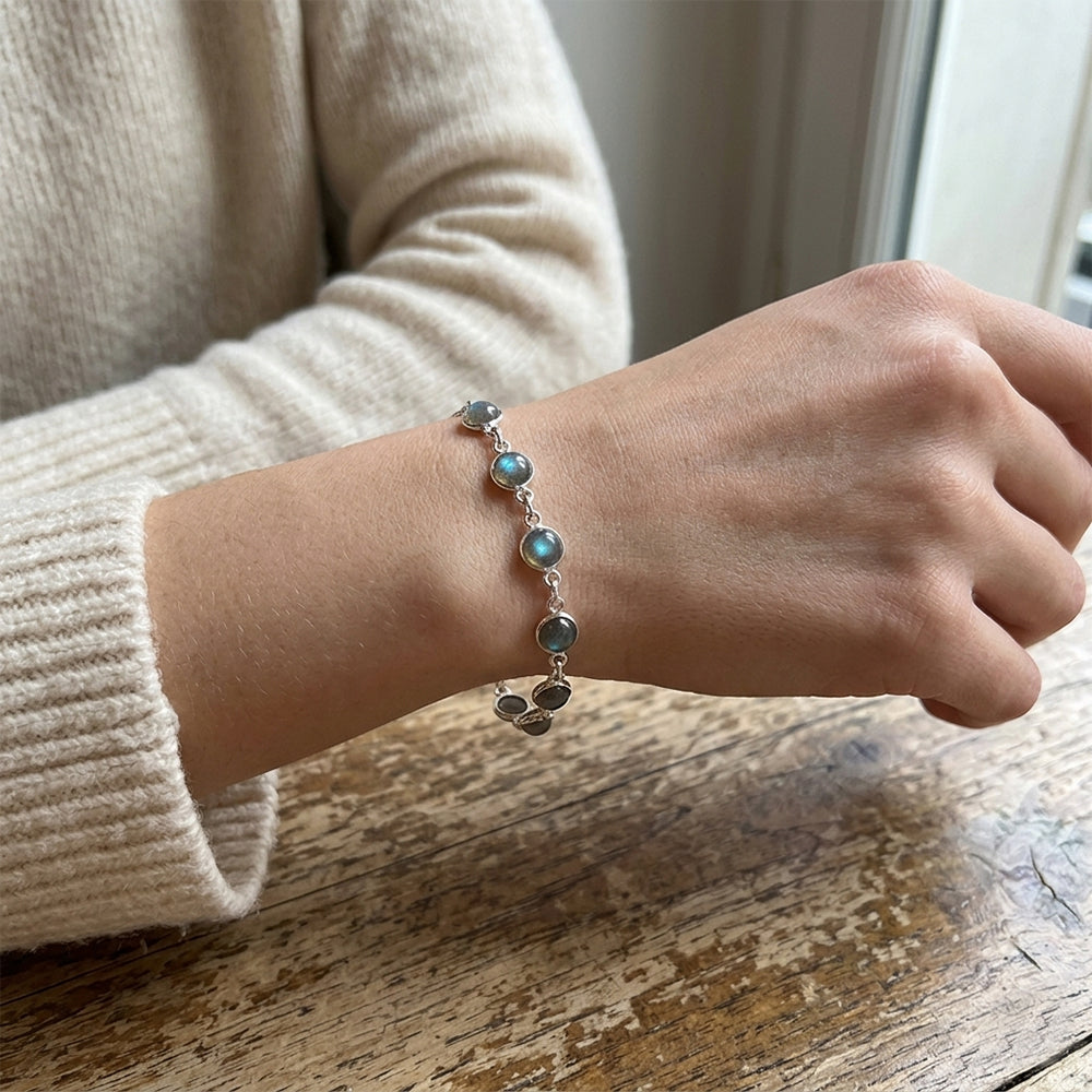 Bracelet labradorite en argent massif 925