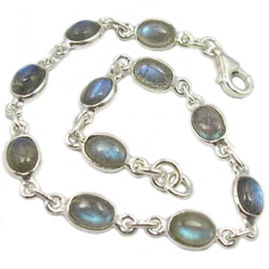 Bracelet labradorite en argent massif 925