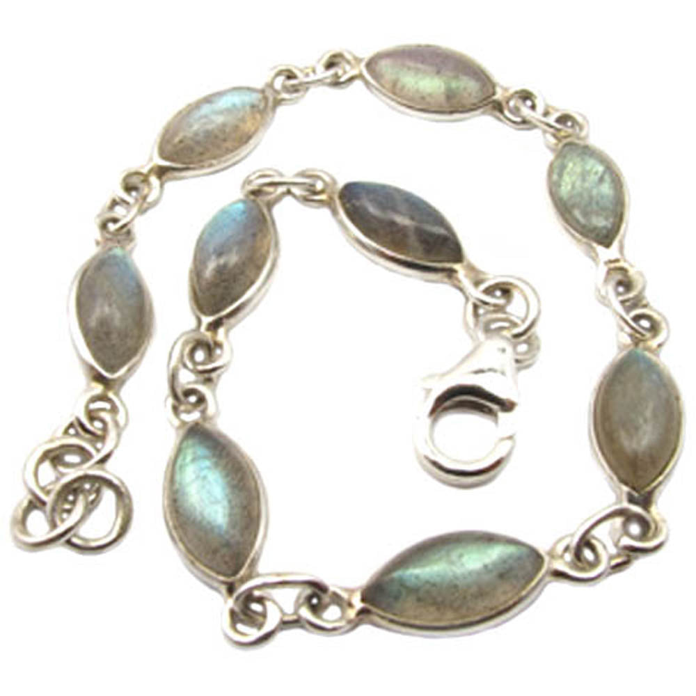 Bracelet labradorite en argent massif 925