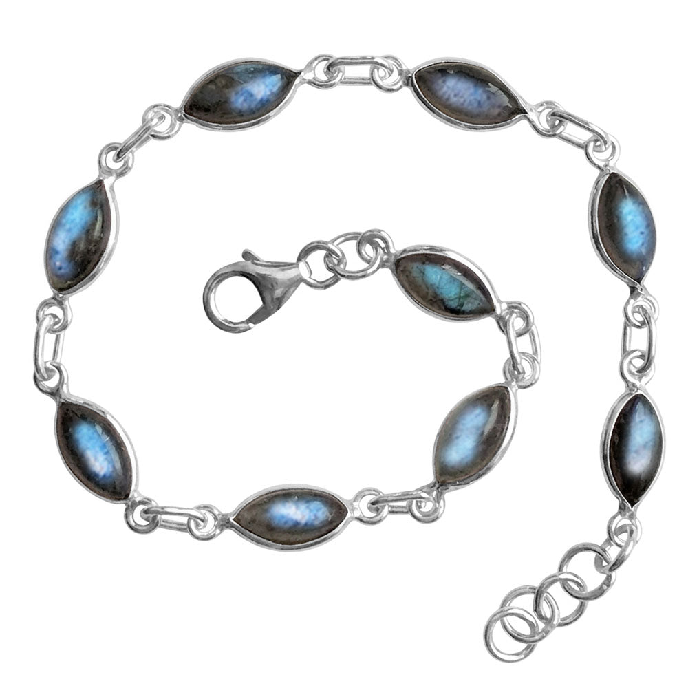Bracelet labradorite en argent massif 925