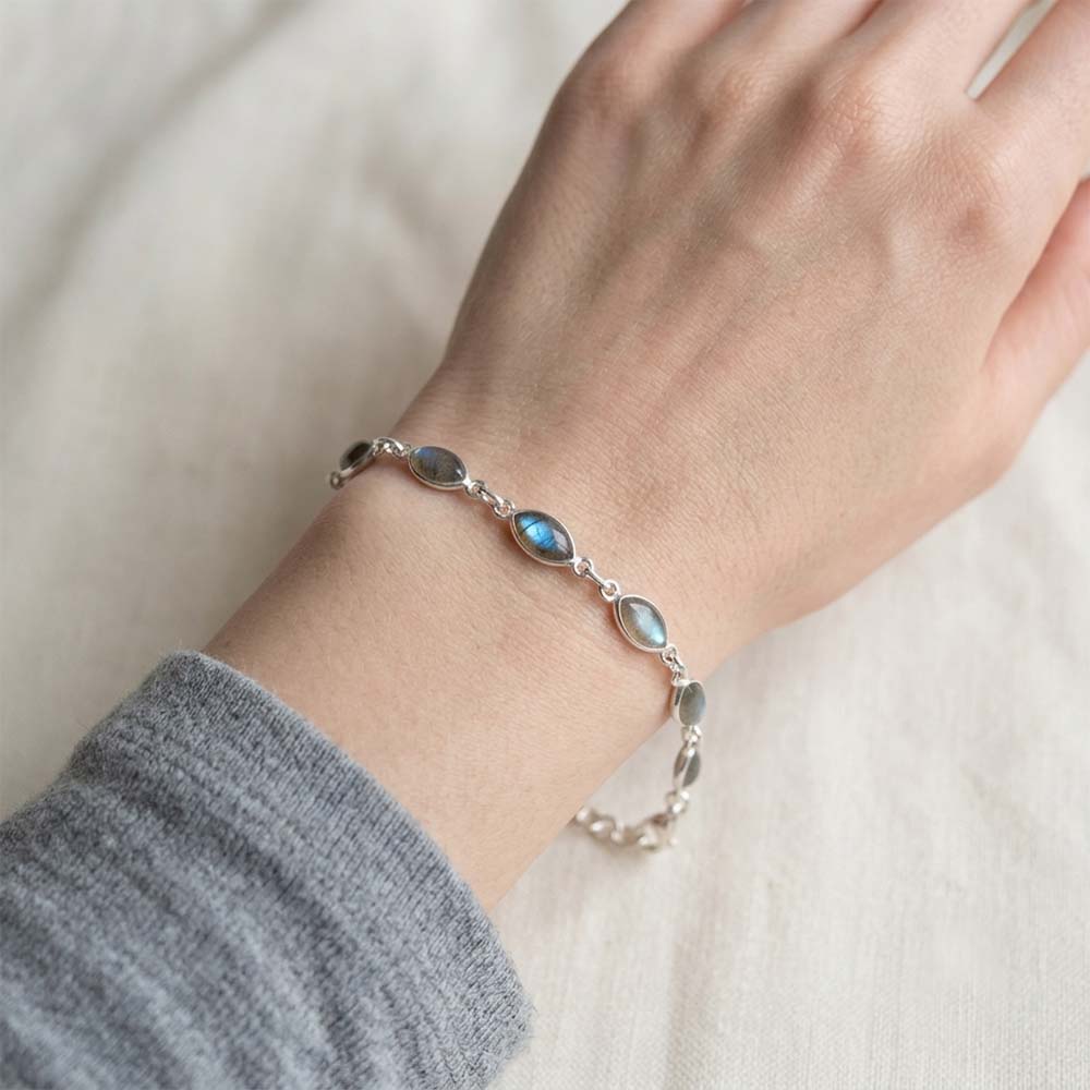 Bracelet labradorite en argent massif 925