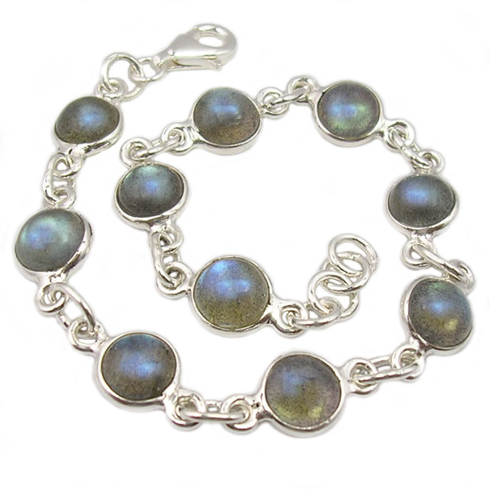 Bracelet labradorite en argent massif 925