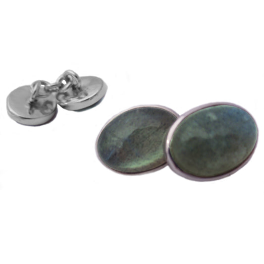 Boutons de manchette labradorite en argent massif 925