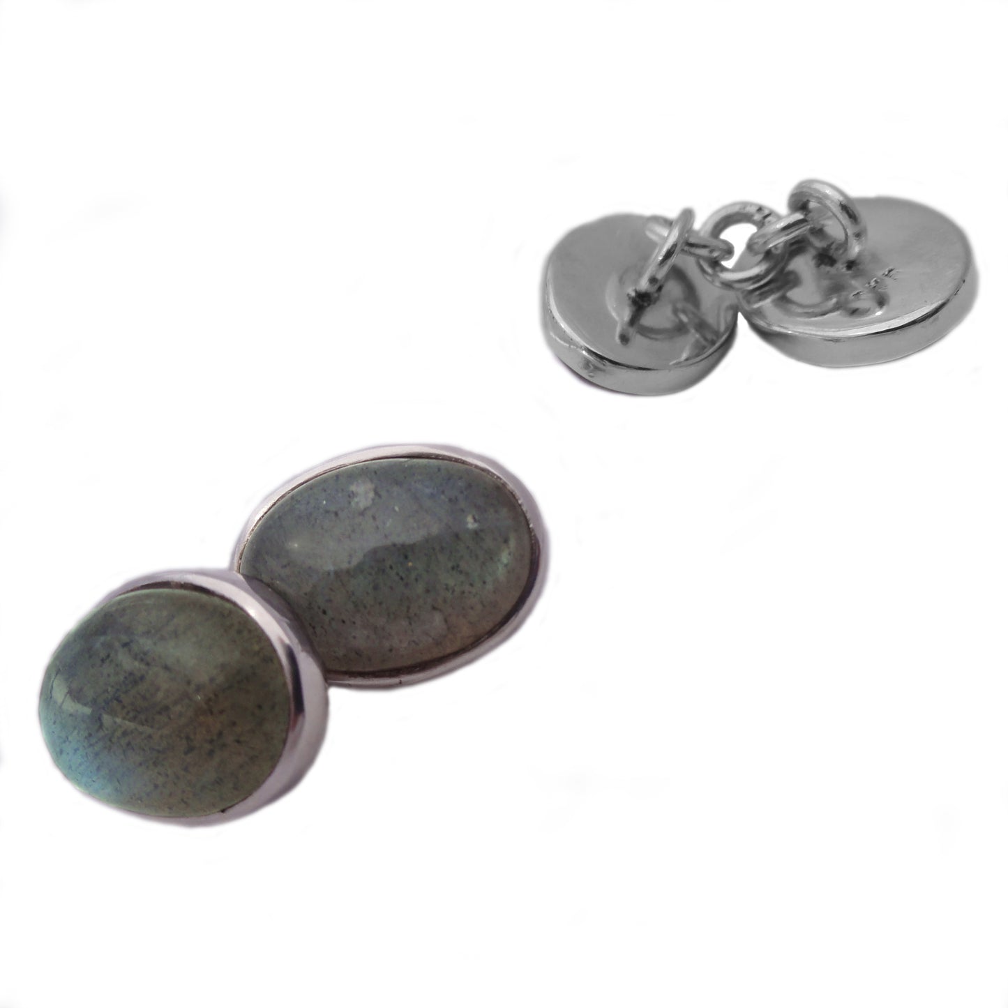 Boutons de manchette labradorite en argent massif 925