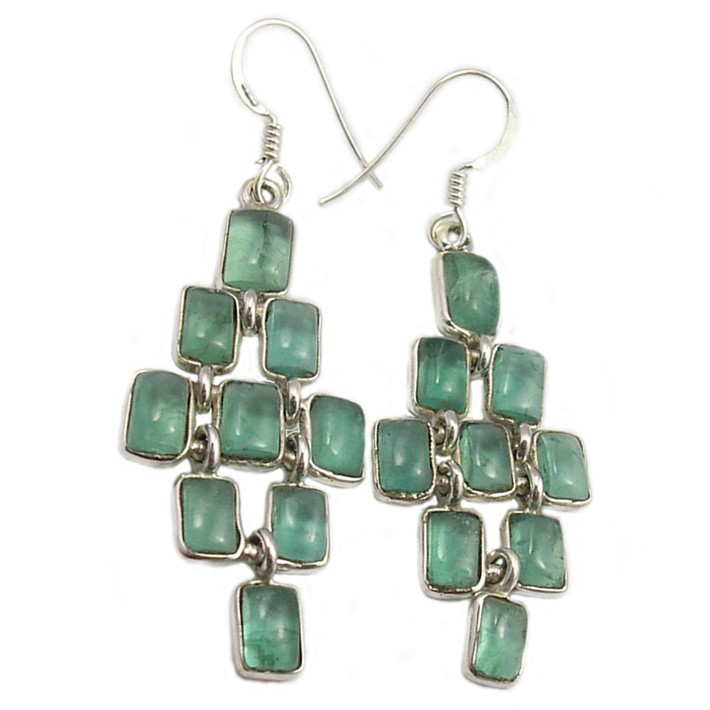 Boucles d’oreilles pendantes apatite en argent massif 925