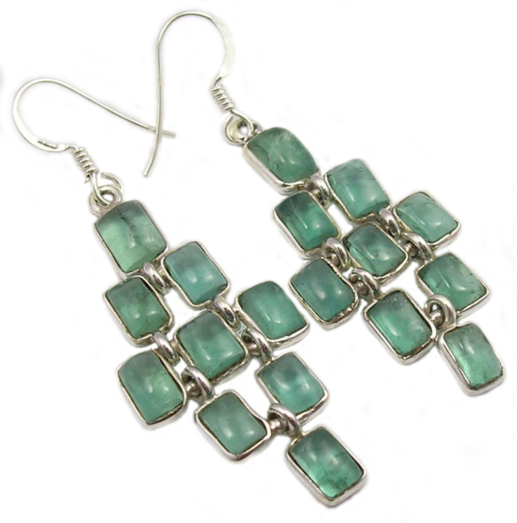 Boucles d’oreilles pendantes apatite en argent massif 925